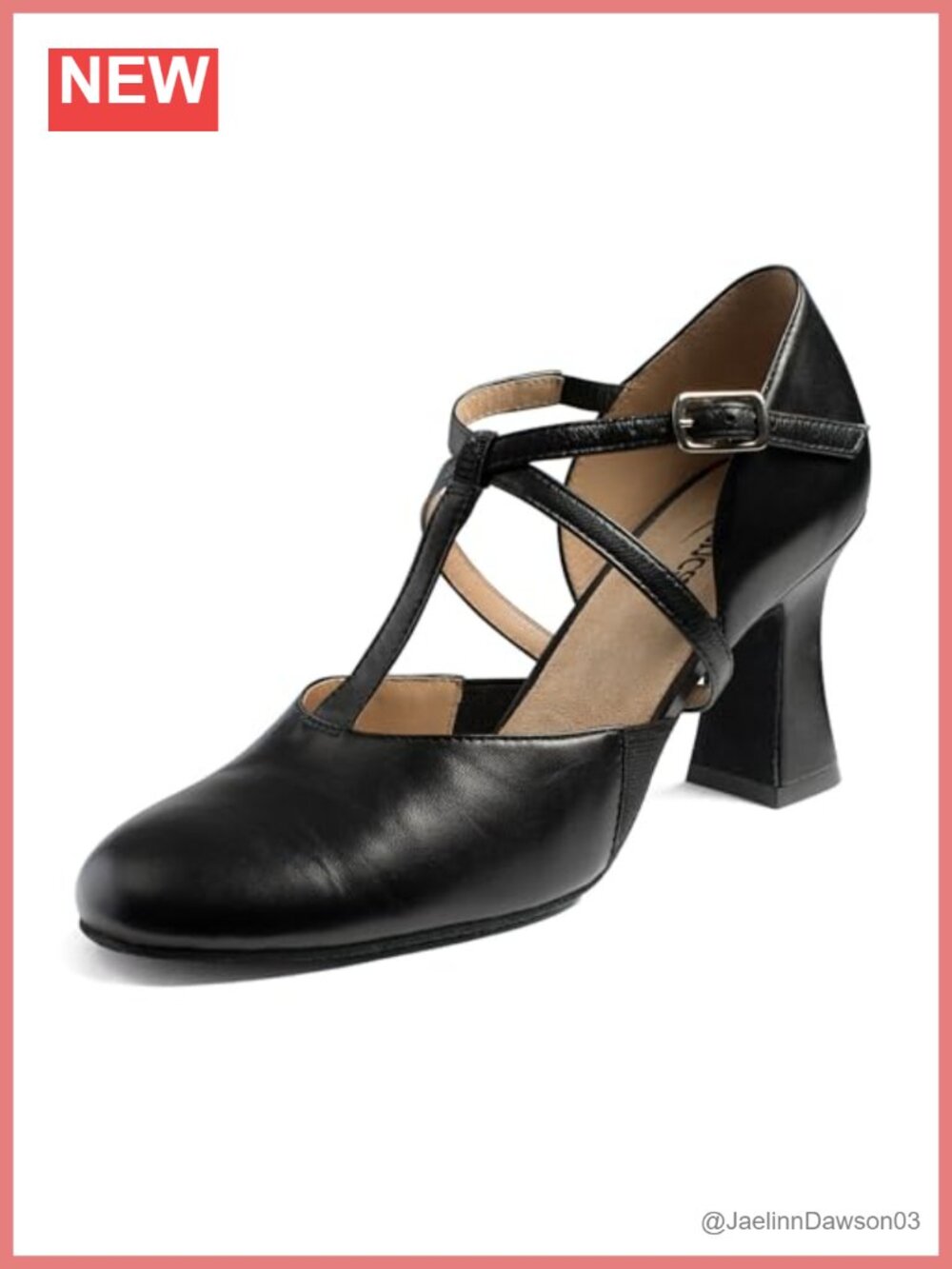 2.5" Heel T-Strap Broadway Cabaret Shoes Women's Professional Dance Leather